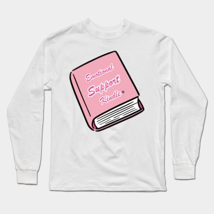 Emotional Support Kindle Pink - Text On Closed Book Long Sleeve T-Shirt